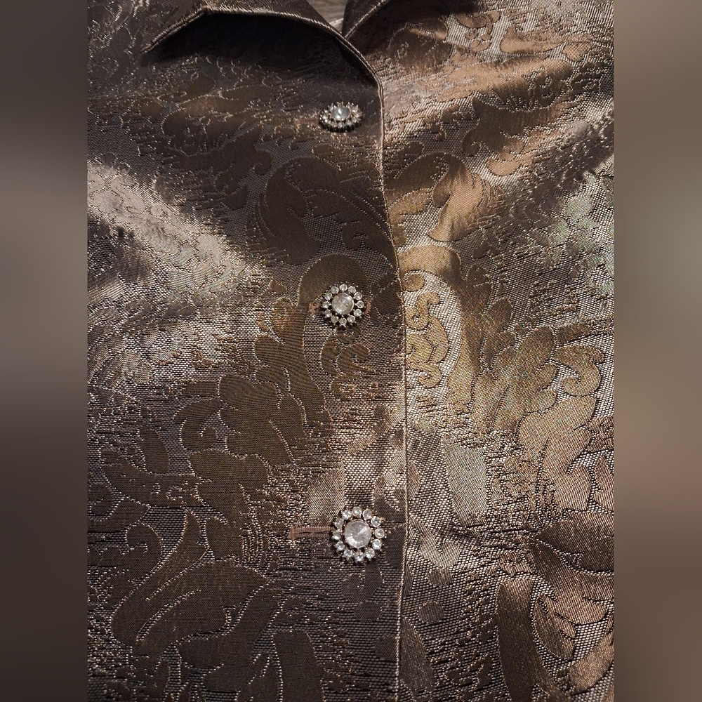 Newport News Metallic Brocade Gold Silver Suit - Picture 3 of 11